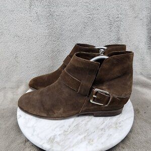 Belle Shoes Womens Size 9.5 Brown Leather Side Zip Ankle Booties *GUC*